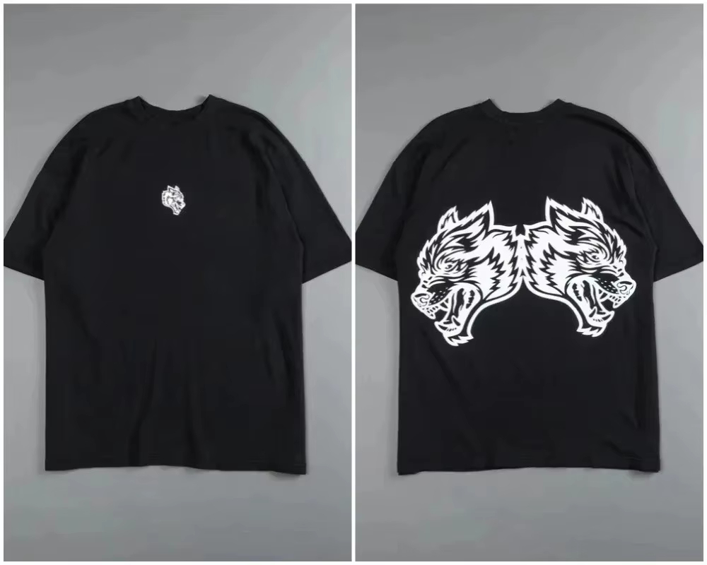 Streetwear Brand Graphics - Kaos Retro Black Wolf Head High