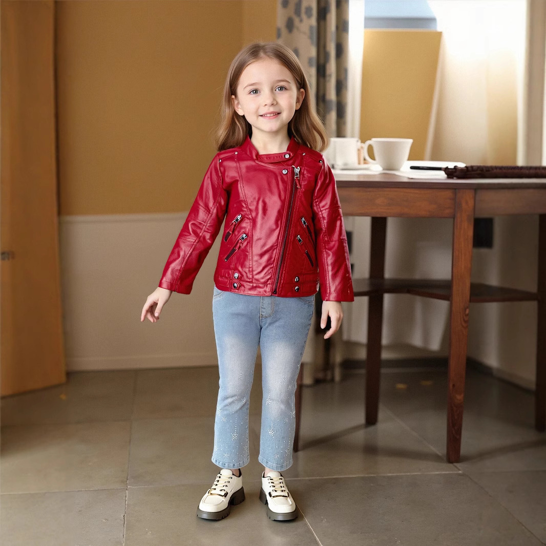 Streetwear Brands - Jaket Kulit PU Anak Perempuan Usia