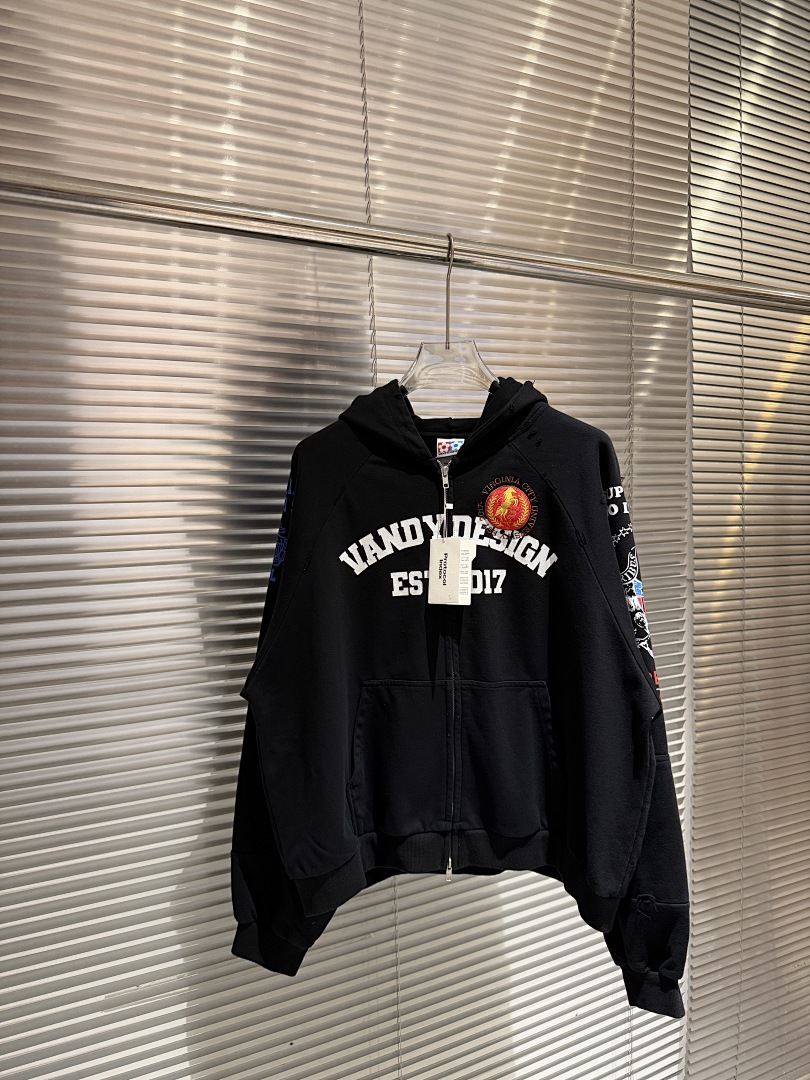Hoodie Zip-Up Co-branded Fashi - Streetwear Brand Slogans ulasan dan harga