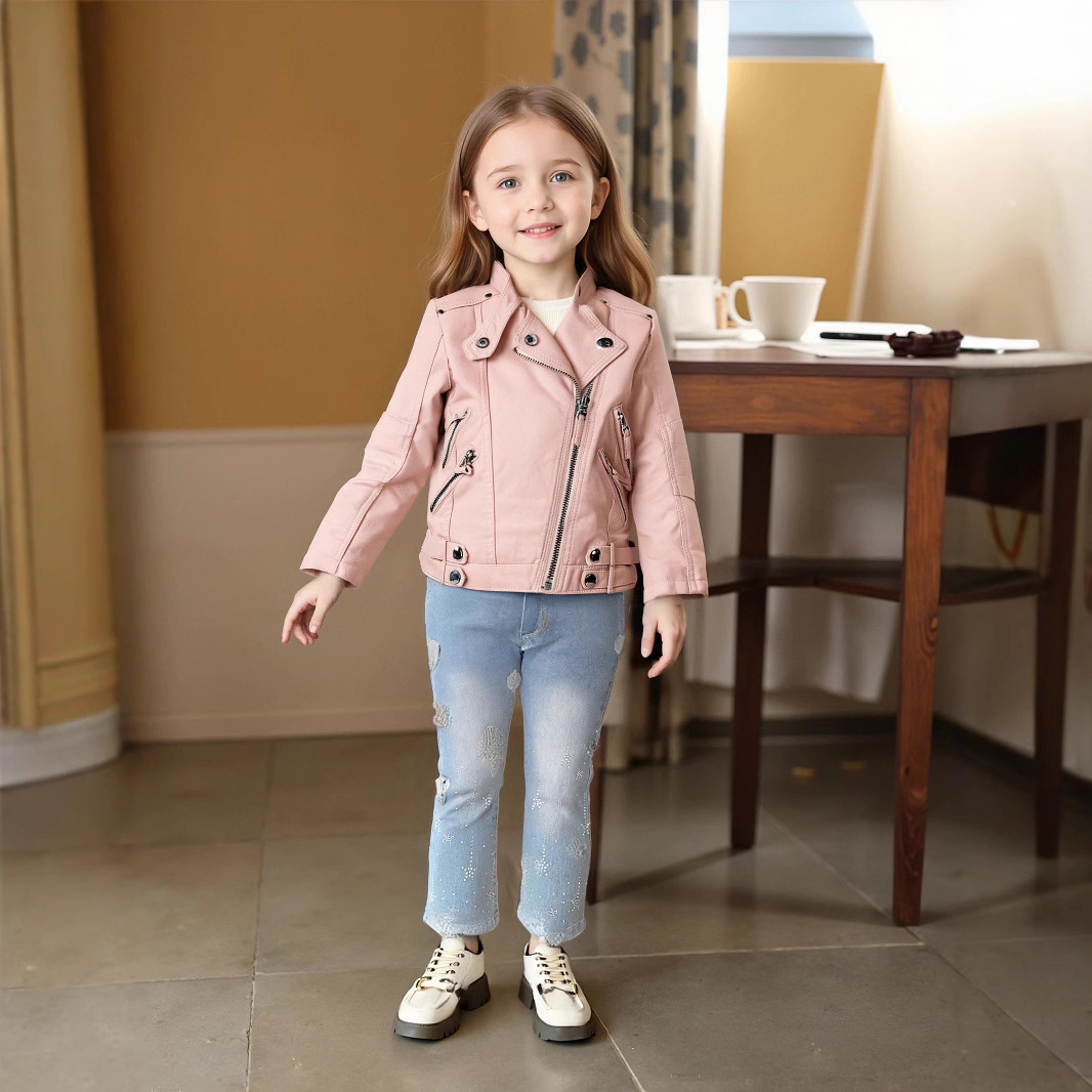 Jaket Kulit PU Anak Perempuan  - Streetwear Brands ulasan dan harga