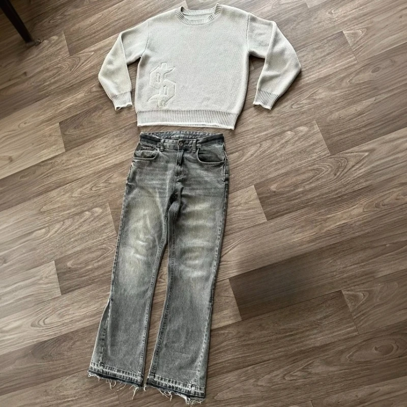 Celana Jeans Retro Bordir Pola - Gallery Dept Flare ulasan dan harga