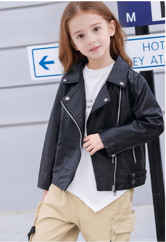 Jaket Kulit PU Anak Perempuan  - Streetwear Brand Photography ulasan dan harga